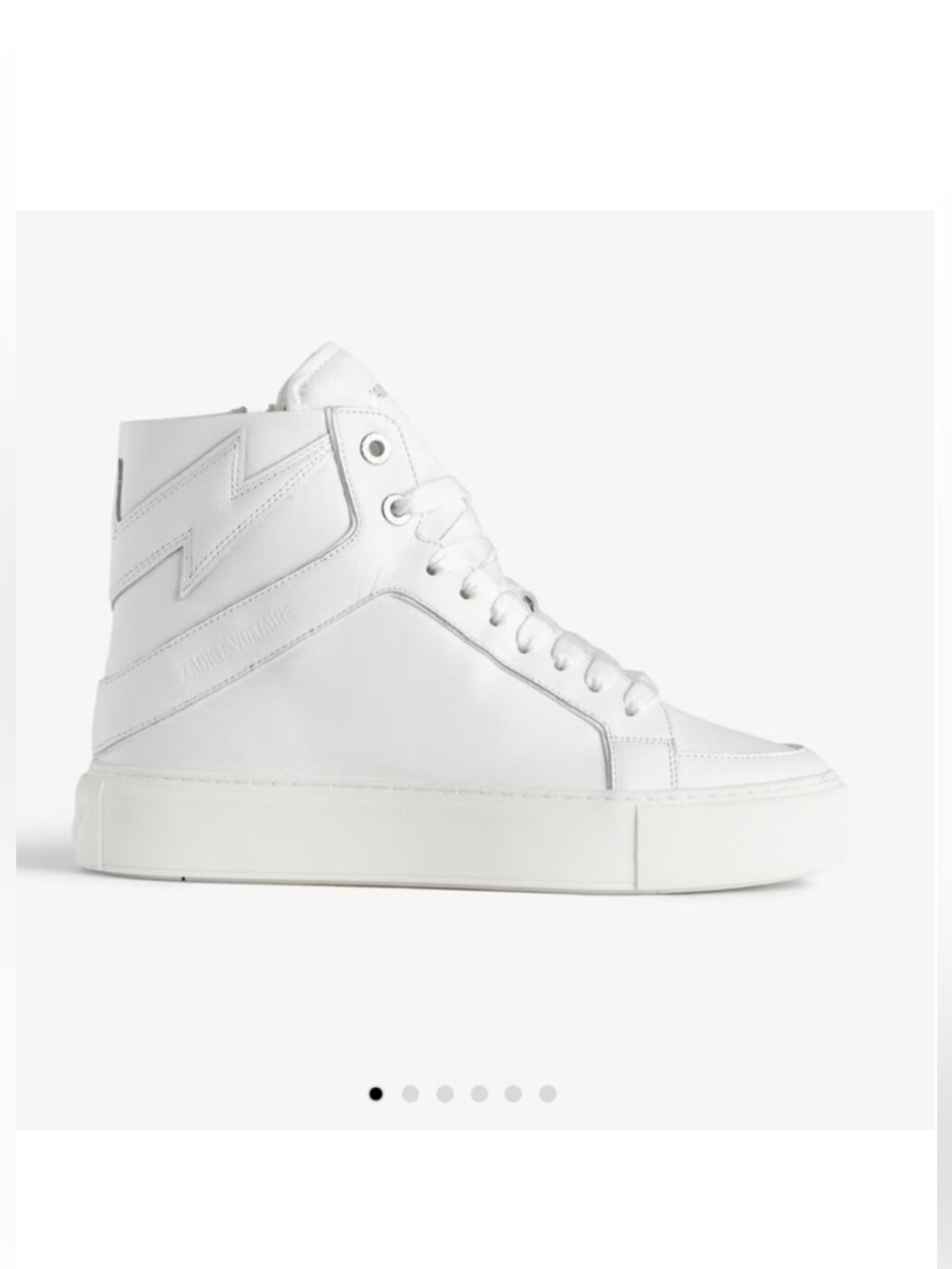Zadig & Voltaire $498 White High Flash High-Top Leather Sneakers with Side Zip - Picture 4 of 7